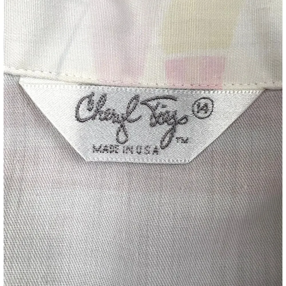 Vintage 90s Cheryl Tiegs Sailboat Print Blouse Pastel Nautical Resort USA - M